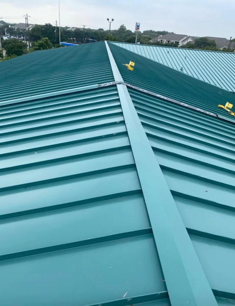 Green commercial metal roof ridge and valley for Metal Roof Repair in Mecca